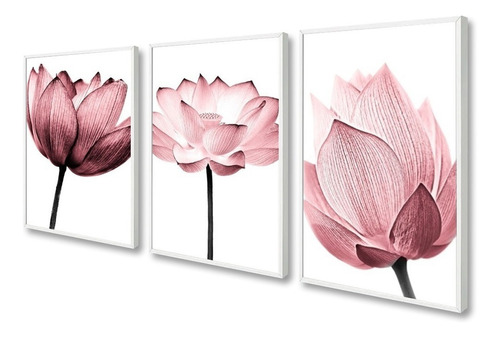 Quadros Decorativos Flores Pintura Tons Rosa Claro Decoração