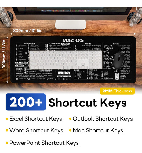 Alfombrilla De Computadora Para Mac Mouse Con Atajos Para