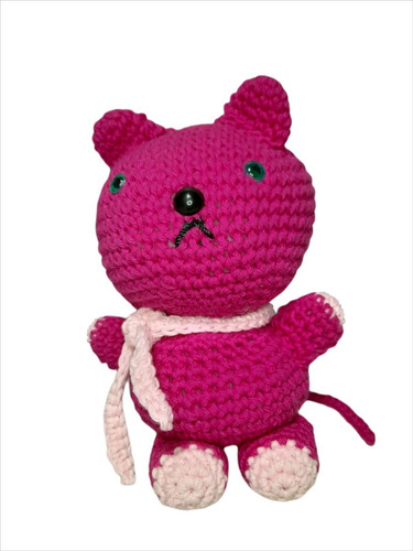 Muñeco Apego Tejido Crochet Amigurumi Sonajero Tejido Gatito