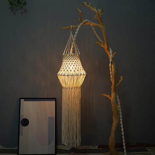 Pantalla De Lámpara Boho Flecos Macrame Boho Pantalla De Lám
