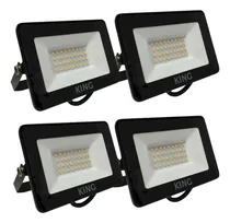 Comprar 4 Reflectores Led King 30w Ac180-260v Frio Fp 0.9 2400lm 650 Negro Blanco Frío