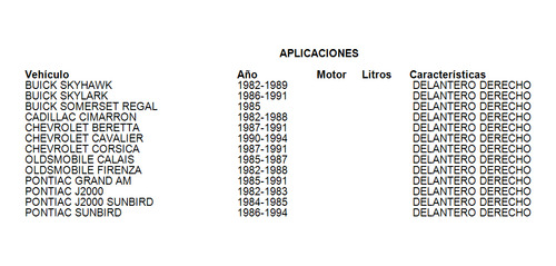 Amortiguador Gas Delantero Derecho Pontiac J2000 1982-1983
