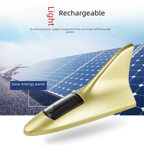 Blue - Antena Inalámbrica Solar Anticola De 8 Led Para Coche