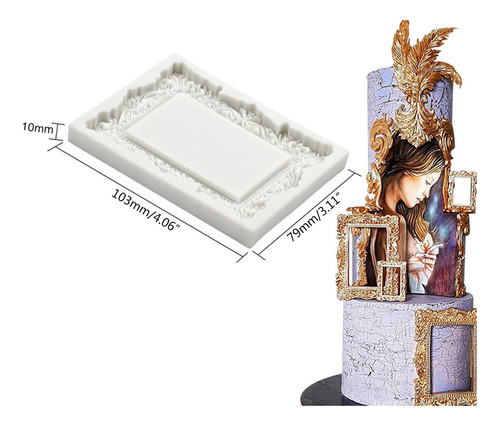 Para Molde De Silicona Para Fondant Con Marco En Relieve