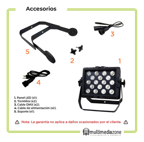Panel Par 64 18x15w Rgbwy Contra Agua 5 En1 Alto Poder Msi