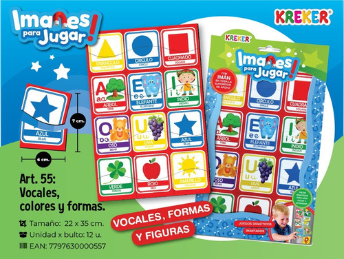 Juego Didactico Imantado De Vocales Formas Y Colores Kreker