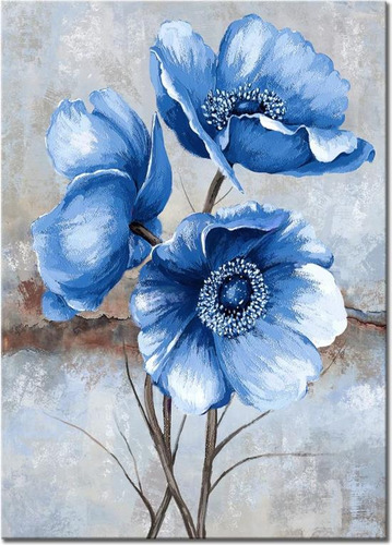 Novup Arte De Pared Con Flores Azules, Flores Florecientes S