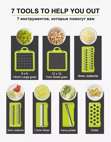 Imagen 4 de 10 de Cortador Mandolina Rallador Multiples Vegetal+taper+colador