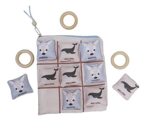Tateti De Tela Animalitos, Bolsa + 10 Fichas.