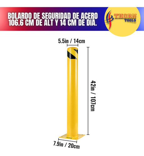 Poste De Acero 107cm Seguridad Vial Poste Barrera Amarilla Cinta Negro Poste Amarillo