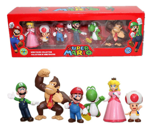 Set 6 Figuras Mario Bos Y Sus Amigos  7 Cm Toad Nintendo