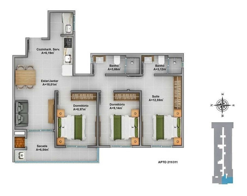 Imagem 11 de 11 de Apartamento Em Centro, Florianópolis/sc De 70m² 2 Quartos À Venda Por R$ 426.953,00 - Ap1223898-s