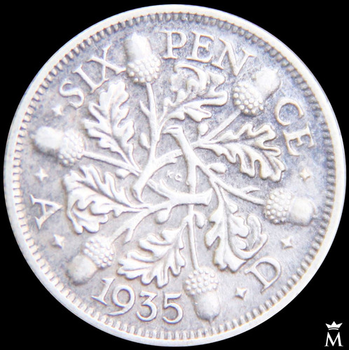 Mg* Inglaterra 6 Pence 1935 Moneda De Plata Excelente Estado