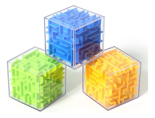 Laberinto 3d Transparente 6 Cm Cubo Rubik Multicolor