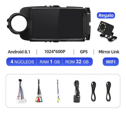 Estéreo Android Para Toyota Yaris 2012-2017 Cámara Gps Fm Bt