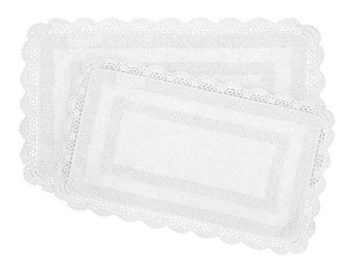 Laura Ashley Crochet Cotton Juego De Alfombra De Baño De 2 P