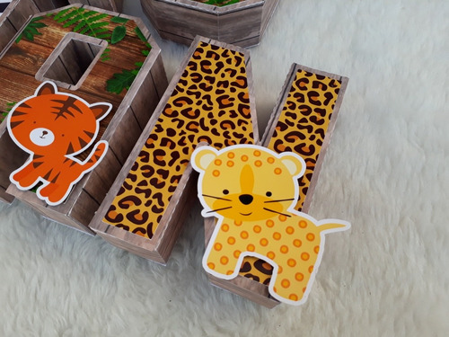 3 Letras 3d Animales De La Selva Bosque Candy Bar Decoracion