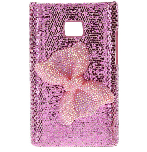 Capa LG L3 Laço Lacinho Com Gliter Brilho Rosa Linda