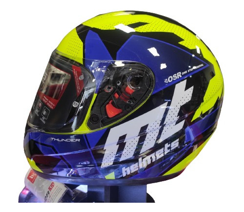 Casco Moto Mt Helmets Thunder Kids Blue Gloss(t.l)-motor Dos
