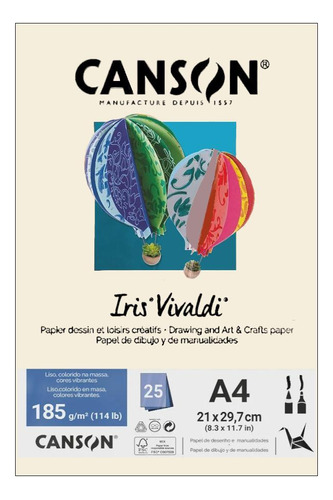 Papel Canson A4 Iris Vivaldi 185g 25fls Creme