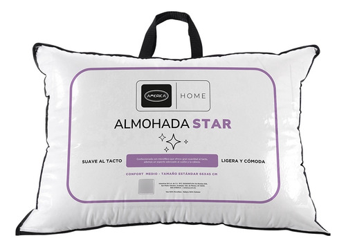 Almohada América Star, Confort Medio, Estándar, Suave. Color Blanco