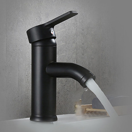 Grifo Redondo De Acero Inoxidable Monomando Negro Mate