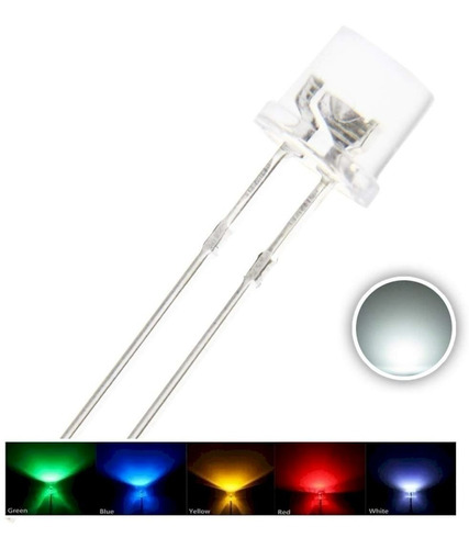 Led 5mm Alto Brillo Flat  Top 100 Unidades  Blanco Colores