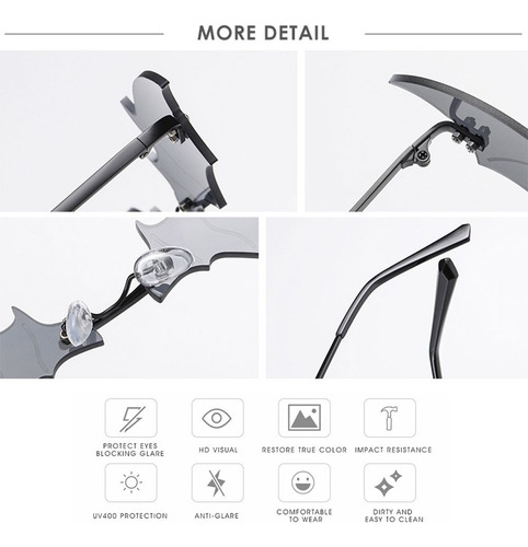 Gafas Sol Para Mujer Con Forma Murciélago, Gafas So