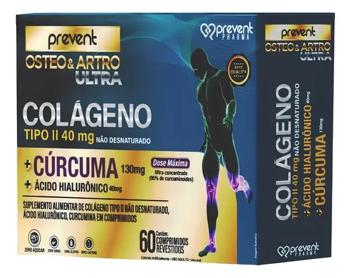 Colágeno Tipo 2 + Cúrcuma + Hialurônico 60c Prevent Pharma Sabor Sem