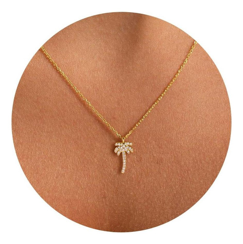 Collar De Palmera Vriua Para Mujeres De Coco De Oro Plateado