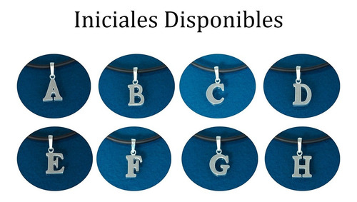 Imagen 2 de 6 de Dije Plata Ley .925 Iniciales Incluye Collar Caucho A · Z