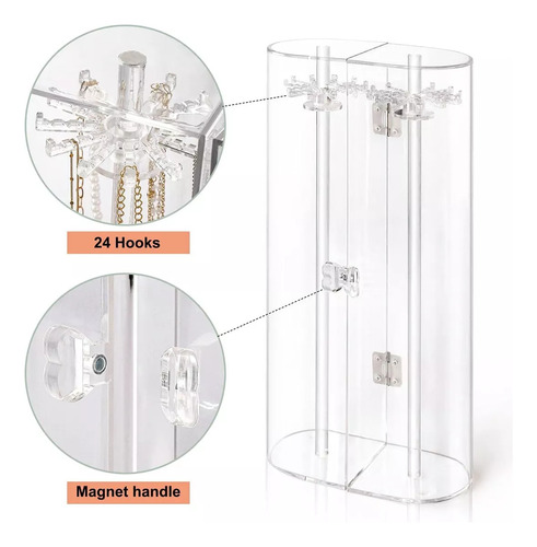 Organizador De Collares Transparente Para Colgar Con 24 Ganc
