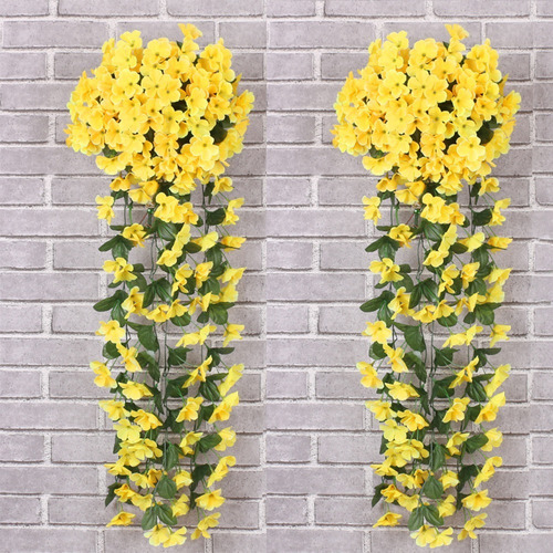Flores Colgantes Flor Violeta Artificial Pared Amarillo 2pcs | Meses sin  intereses