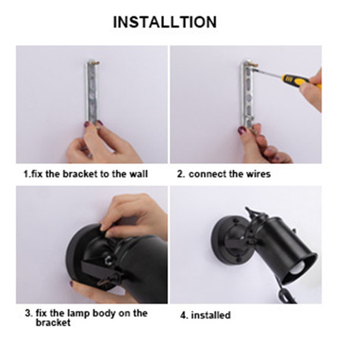 Lámpara De Pared Con Dos Cables Enchufables, Ajustable Con I