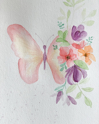 Lámina De Acuarela Pintada A Mano ( 14.8 X 21 Cm )