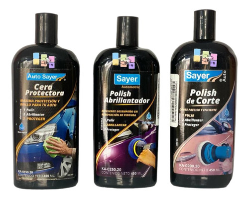 Polish Pulimento  Abrillantador Cera Automotriz Kit 3 Pizas 