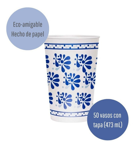 Vaso Ecológico Papel Con Tapa Termo Green 100 Piezas 473ml