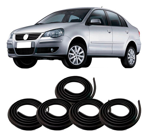 Kit Borrachas De Vedação 4 Portas E Mala Polo Hatch Sedan .