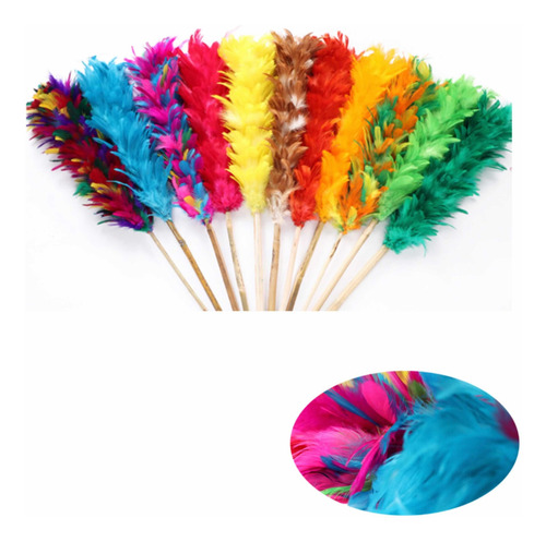 Imagen 1 de 6 de Plumero Sacudidor Pluma Natural Colores Largo 52cm ( 1 Pza )