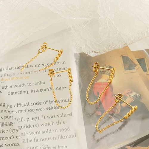 Pendientes Con Borlas En Forma De Cadena Cold Light De Acero