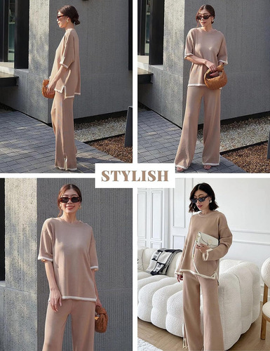 Elegante Conjunto De Jersey Y Pantalón De Punto De 2 Piezas