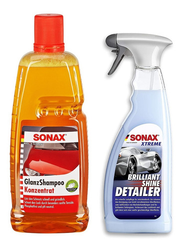 Imagen 1 de 8 de Shampoo Auto Sonax Con Cera 1lt + Brilliant Shine Detailer
