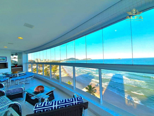 Imagem 2 de 30 de Apartamento De Frente Para O Mar Na Praia Da Enseada Com 4 Dormitórios, Varanda Gourmet, Prédio Com Lazer E 3 Vagas, Guarujá. - Ap1499