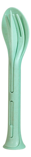 Juego De 3 Cubiertos De Trigo, Tenedor, Cuichara Y Cuchillo Verde Claro