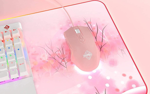 Mouse Gamer Con Cable, 7 Botones, Led, 200-4800 Dpi, Rosa