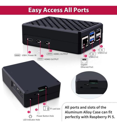 Estuche De Aluminio Geekpi Para Raspberry Pi 5, Estuche Armo