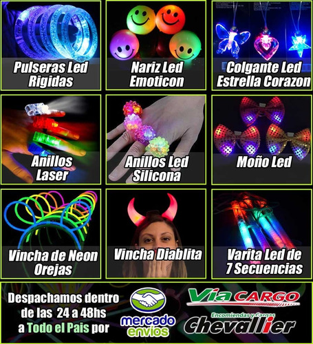 hueco Cuestiones diplomáticas extraterrestre Combo Cotillón Luminoso Led 240 Artículos + Super Corona Led | Envío gratis