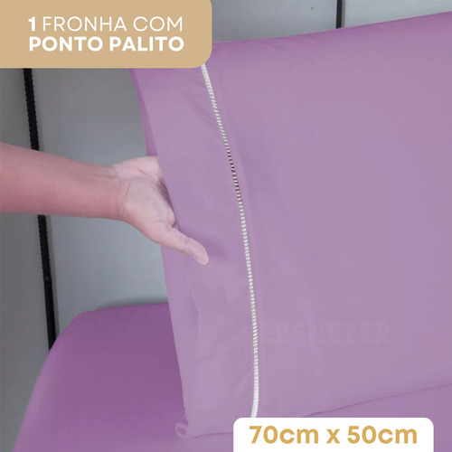 Jogo De Lençol 2 Peças Solteiro Padrão Fronha Ponto Palito 400 Fios C/elástico Extra Macio Suave Cor Lilás Premium