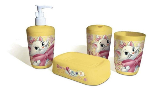 Imagem 1 de 3 de Kit Para Lavabo Banheiro 4 Peças Gata Marie Disney Gedex