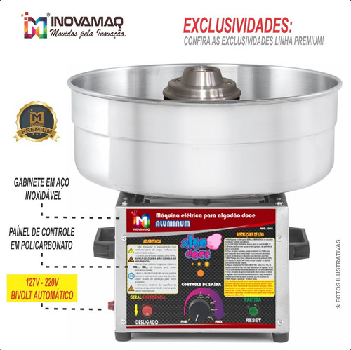 Imagem 4 de 8 de Máquina De Algodão Doce Ad-43 Aluminum Profissional Inovamaq